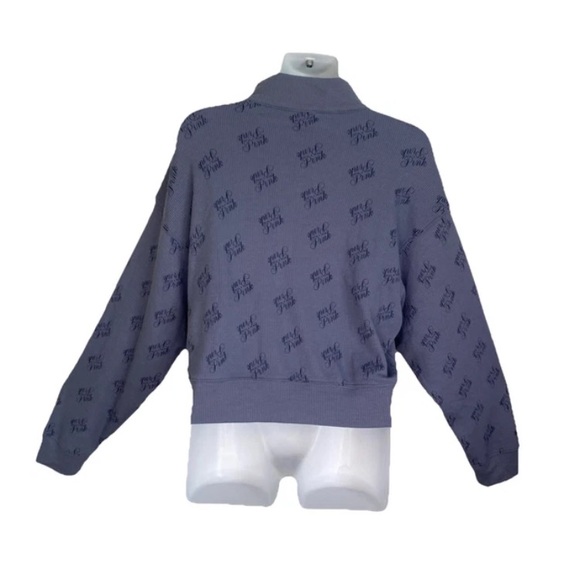 NWT PINK Victoria Secret Sleepwear cropped henley waffle knit top Medium - Picture 2 of 10